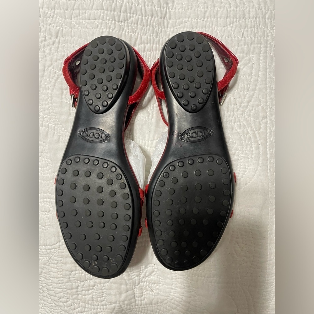 TOD’S Red Sandals Size 36.5 - Picture 10 of 10